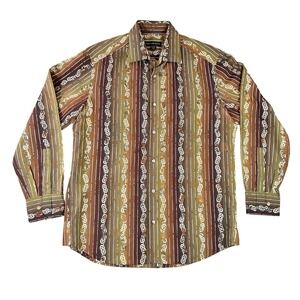Jhane Barnes Mens Medium Italy Fabric Jacquard Geometric Button Down Shirt